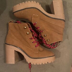 Brown Lace-Up Ankle Boots